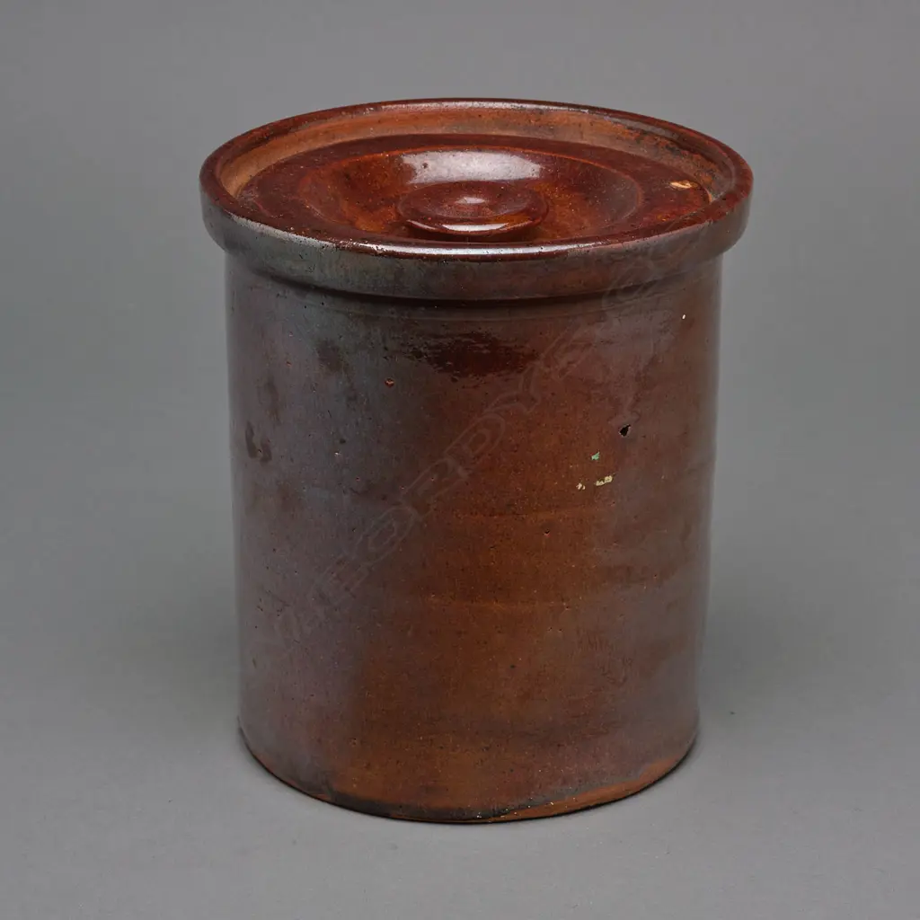 New Zealand stoneware crock and cover, c.1900 Image 1++
